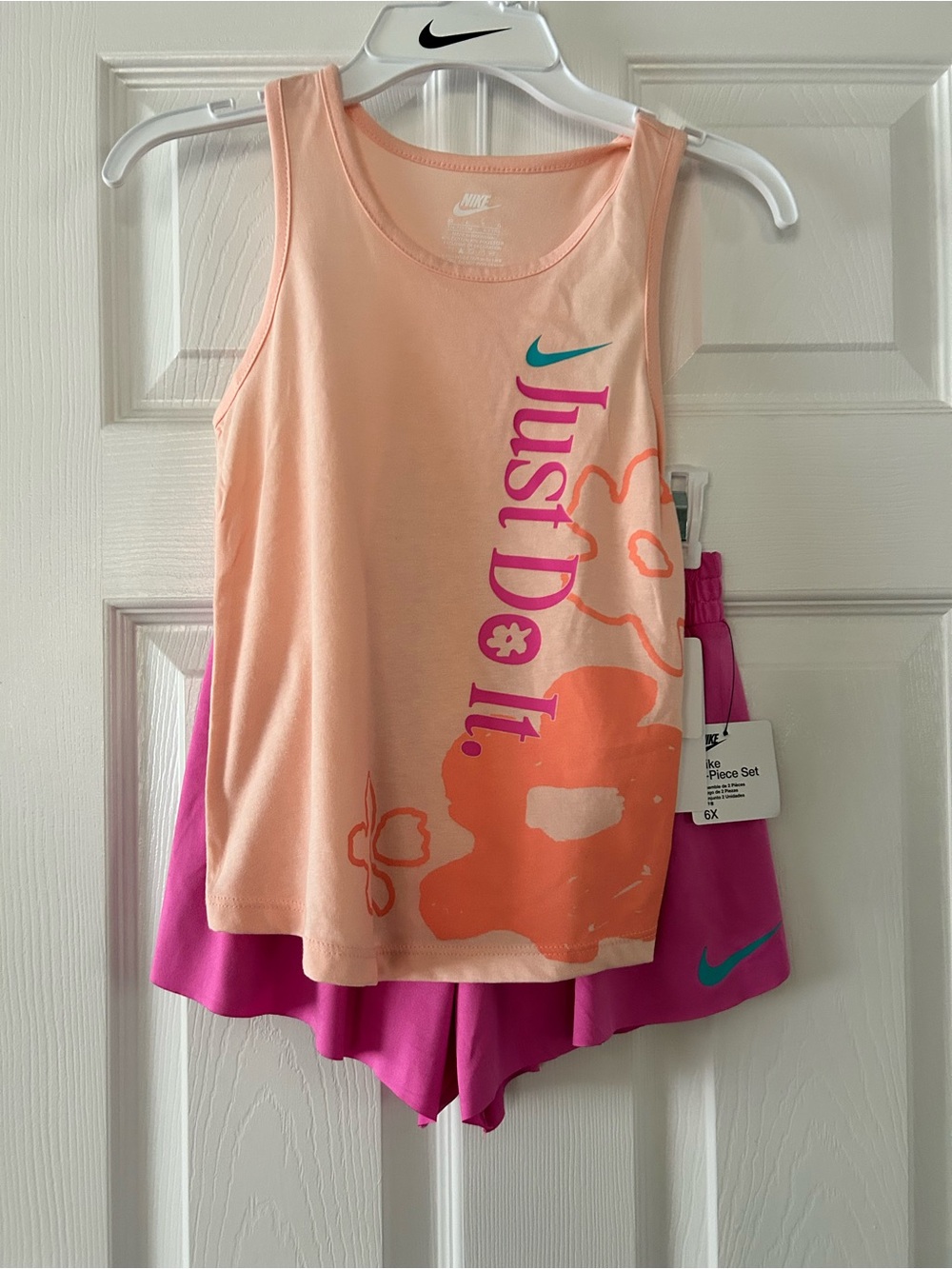 Nike Peach & Bright Pink Girls' Tank Top and Shorts Set